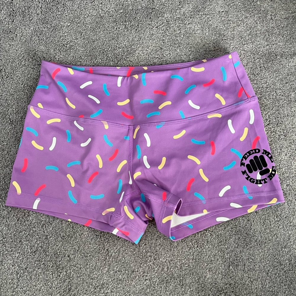Feed Me Fight Me Purple Sprinkle Booty Shorts